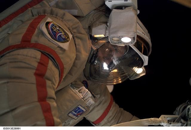 NASA image: Vinograov during the first session of the EVA during Expedition 13