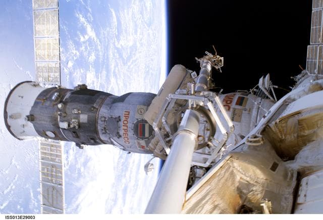 NASA image: Progress 20 Supply Vehicle docked to the Pirs DC-1 taken during Expedition 13
