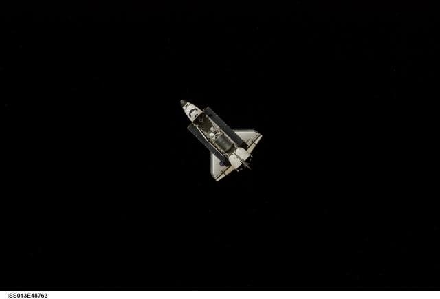 NASA image: Discovery approaching the ISS for docking during the STS-121 mission