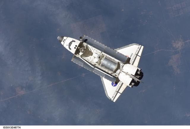 NASA image: Discovery approaching the ISS for docking during the STS-121 mission