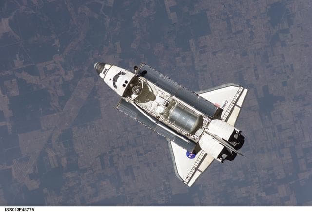 NASA image: Discovery approaching the ISS for docking during the STS-121 mission