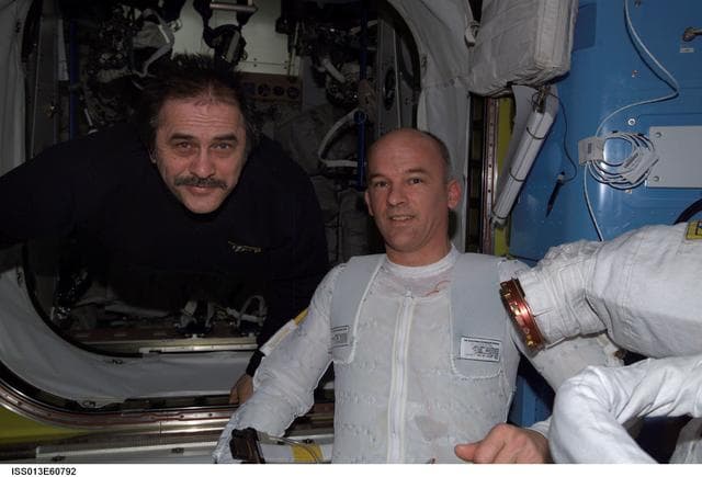 NASA image: EVA preparation during Expedition 13