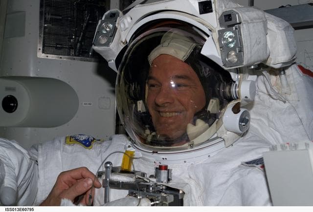 NASA image: EVA preparation during Expedition 13