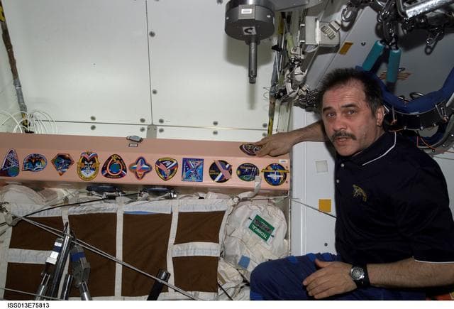 NASA image: Vinogradov adds a patch to the Node 1/Unity collection during Expedition 13