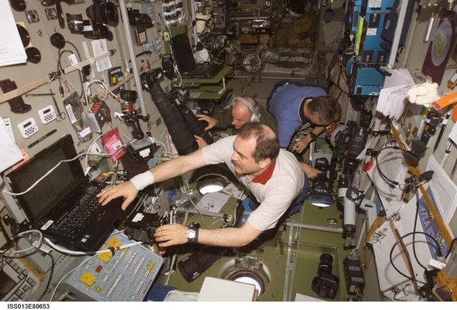 NASA image: Expedition 13 Crew taking photos in the SM
