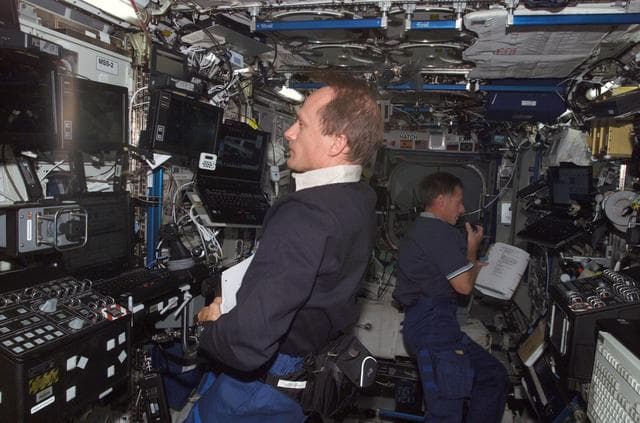NASA image: MacLean and Ferguson working in the U.S. Laboratory