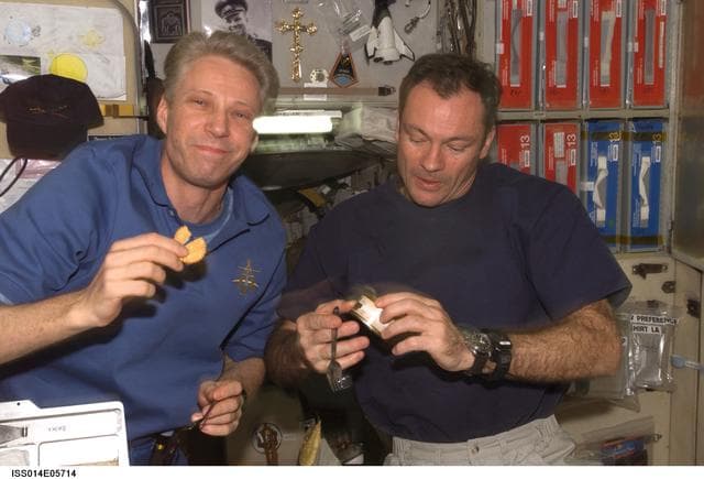 NASA image: Lopez-Alegria and Reiter in Zvezda