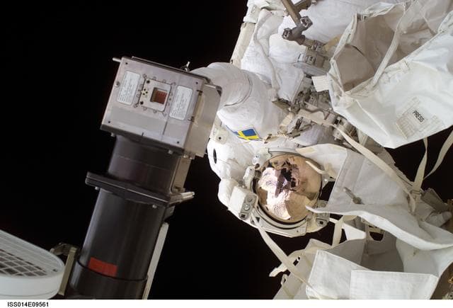 NASA image: Fuglesang replaces TV Camera during first EVA