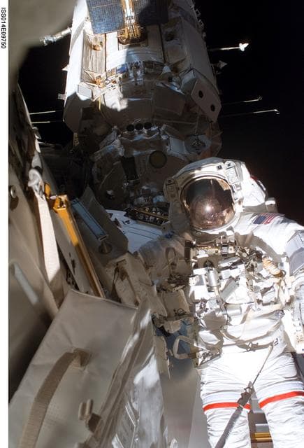 NASA image: Curbeam during the second EVA of the mission.