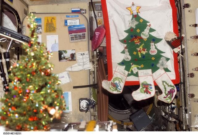 NASA image: Zvezda Service module decorated for the holidays