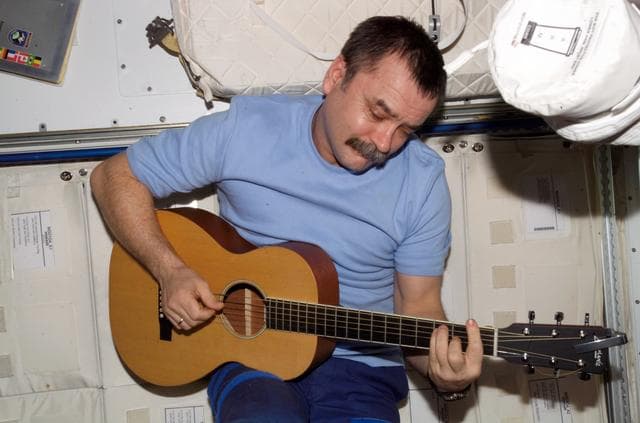 NASA image: Tyurin with guitar in Node 1 / Unity module