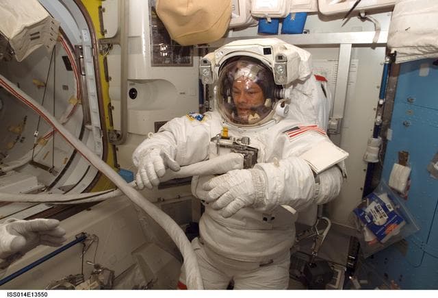 NASA image: Lopez-Alegria in Quest prior to EVA 8