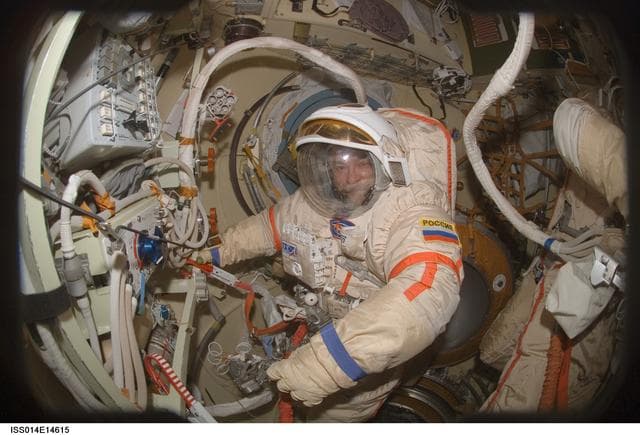 NASA image: Tyurin in Pirs prior to EVA 17A