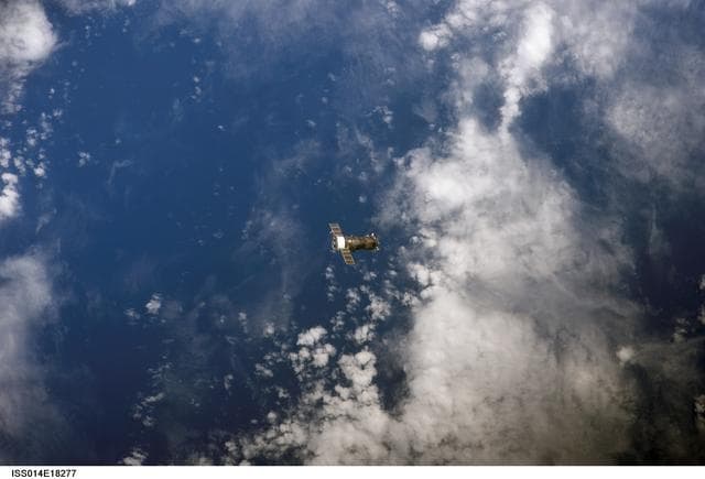 NASA image: View of the Progress Spacecraft after undocking from the ISS