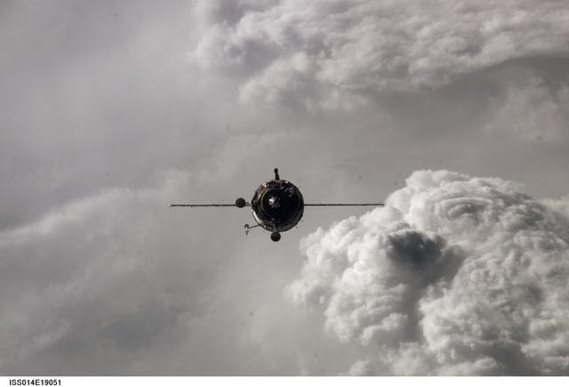 NASA image: Soyuz 14 (TMA-10) spacecraft approaches the International Space Station