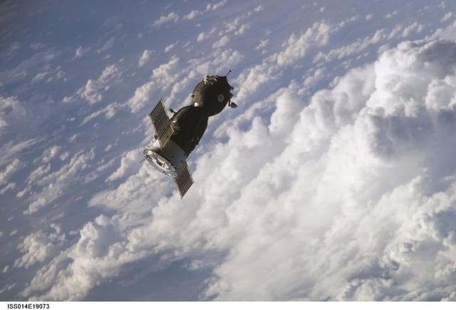 NASA image: Soyuz 14 (TMA-10) spacecraft approaches the International Space Station