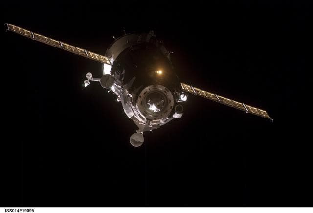 NASA image: Soyuz 14 (TMA-10) spacecraft approaches the International Space Station