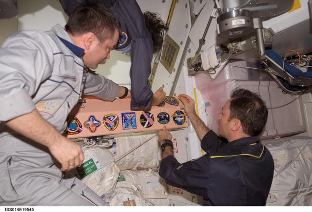 NASA image: Lopez-Alegria adds patch to collection in Node 1 / Unity module