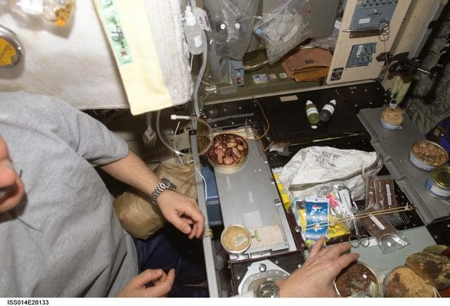 NASA image: Expedition 14 during a meal