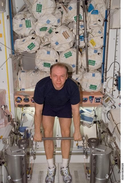 NASA image: Kotov exercises on the SchRED during Expedition 15