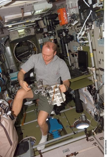 NASA image: Kotov during Orlan hardware installation in the SM during Expedition 15