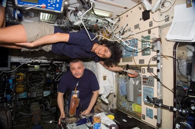 NASA image: Yurchikhin and Williams in the SM during Expedition 15