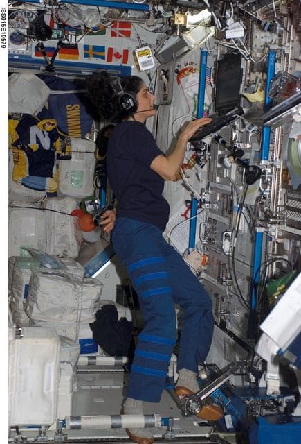 NASA image: Williams working in the US Lab during Expedition 15