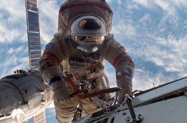NASA image: View of Yurchikhin installing SMDP during a session of EVA