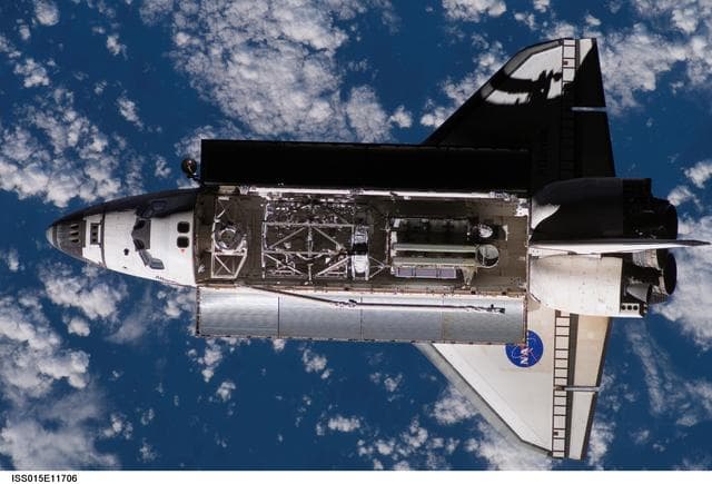 NASA image: Atlantis and Payload on approach to the ISS during the STS-117 Mission