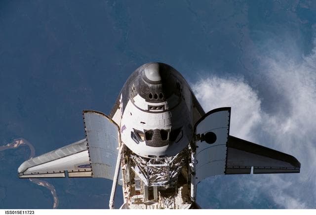 NASA image: Atlantis and Payload on approach to the ISS during the STS-117 Mission