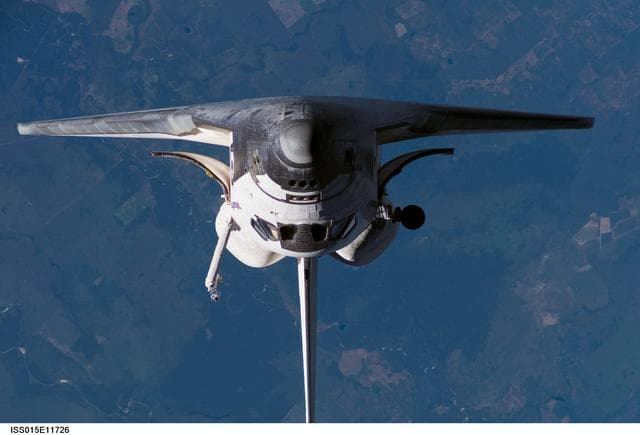 NASA image: Atlantis and Payload on approach to the ISS during the STS-117 Mission