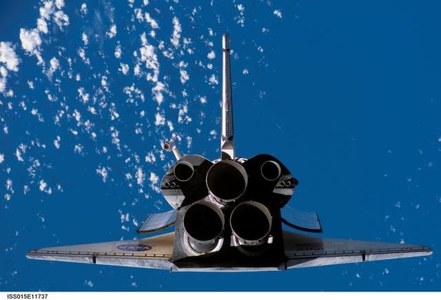 NASA image: Atlantis and Payload on approach to the ISS during the STS-117 Mission