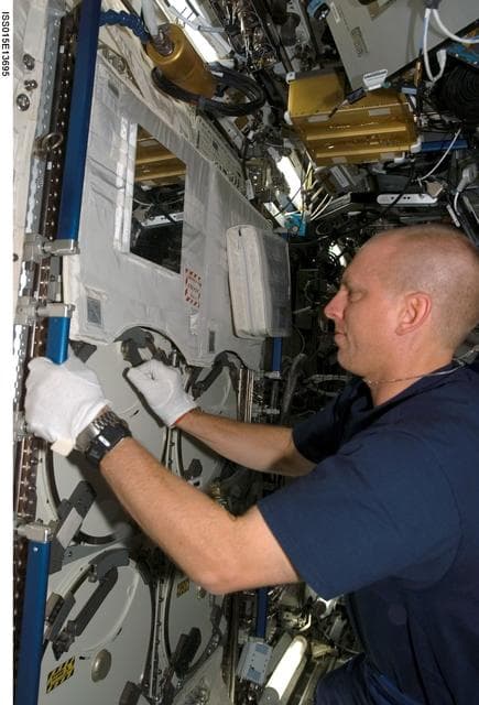 NASA image: Anderson works on the NUTRITION Experiment in the US Lab during Expedition 15