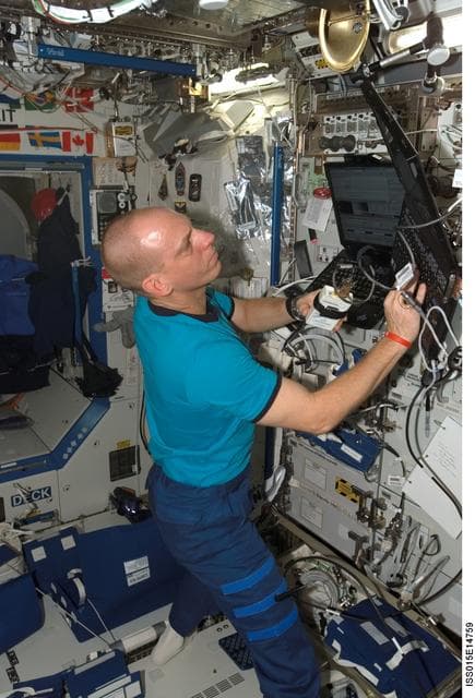 NASA image: Anderson during Hardware Set-up for the CCISS Experiment in the US Lab during Expedition 15