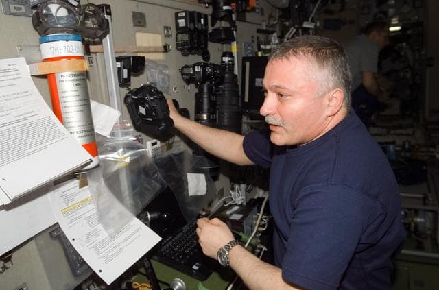 NASA image: View of Yurchikhin working in the SM during Expedition 15