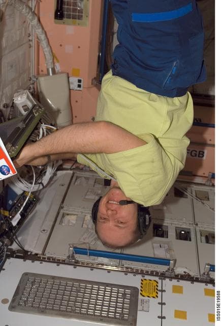 NASA image: View of Kotov posing for a photo during Expedition 15