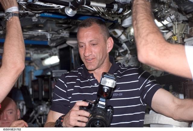 NASA image: Expedition 15 and STS-118 Crewmembers meeting in the US Lab