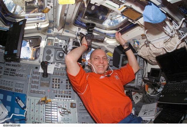 NASA image: Anderson floats in the aft FD on Space Shuttle Endeavor during Joint Operations