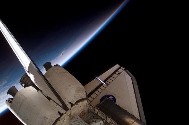 NASA image: View of the docked Shuttle Endeavour taken during Expedition 15
