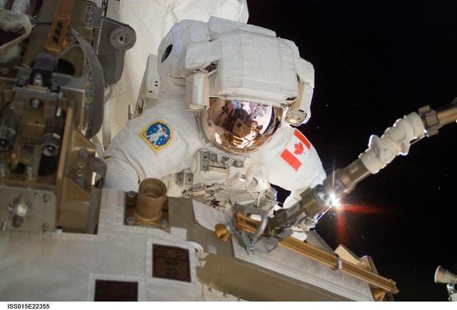 NASA image: View of MS Williams installing the new CMG during Expedition 15/STS-118 EVA 2