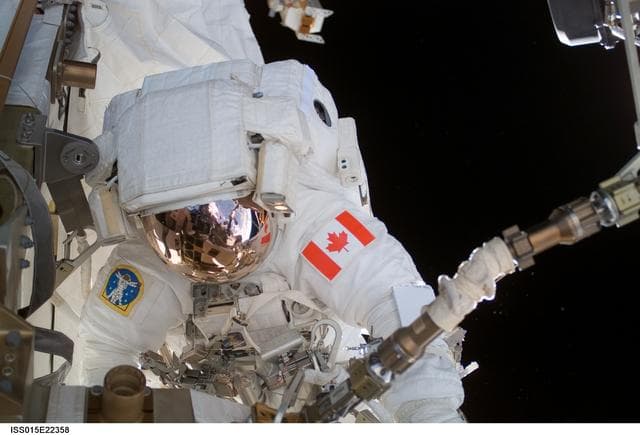 NASA image: View of MS Williams installing the new CMG during Expedition 15/STS-118 EVA 2