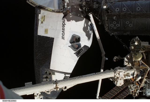 NASA image: Exterior view of the ISS taken during EVA 3 for Expedition 15 / STS-118 Joint Operations