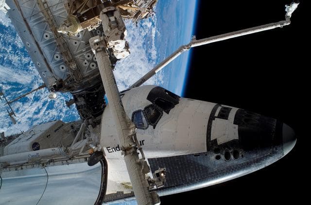 NASA image: Exterior view of the ISS taken during EVA 3 for Expedition 15 / STS-118 Joint Operations