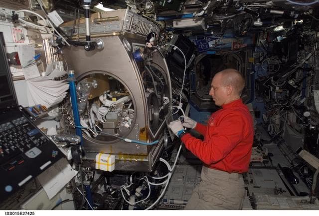 NASA image: View of Anderson working with SAME Hardware in the US Lab during Expedition 15