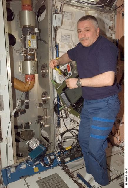 NASA image: Yurchikhin poses for a photo while working in the Node 1