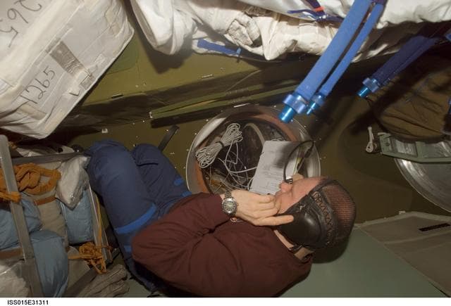 NASA image: View of Expedition 15 FE Kotov preparing for the relocation of a Soyuz Spacecraft