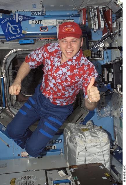NASA image: Expedition 15 FE Kotov poses for a photo in the US Lab