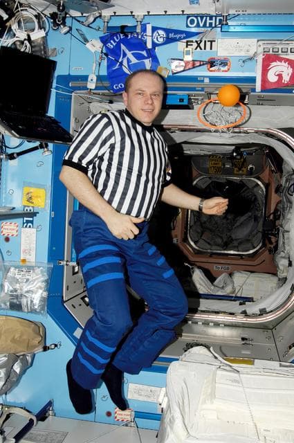 NASA image: Kotov posing for a photo in the US Lab during Expedition 15