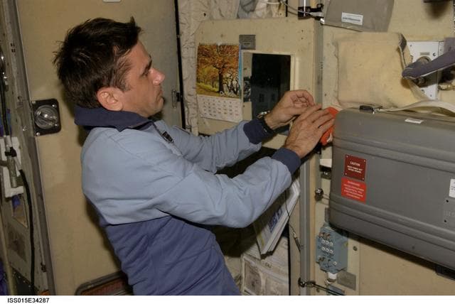 NASA image: Expedition 16 FE Malenchenko working on the Conjugation Experiment Hardware in the SM