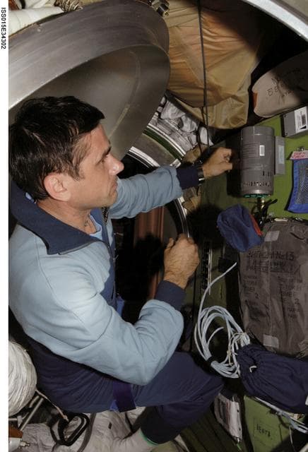 NASA image: Expedition 16 FE Malenchenko works on the Bioemulsia Experiment in the SM